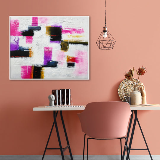Vivid Harmony - Embellished Canvas Art in White Shadow Frame - 100x120cm - CNL501