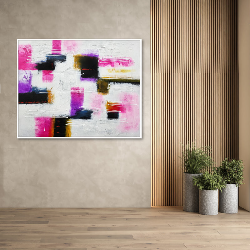 Vivid Harmony - Embellished Canvas Art in White Shadow Frame - 100x120cm - CNL501