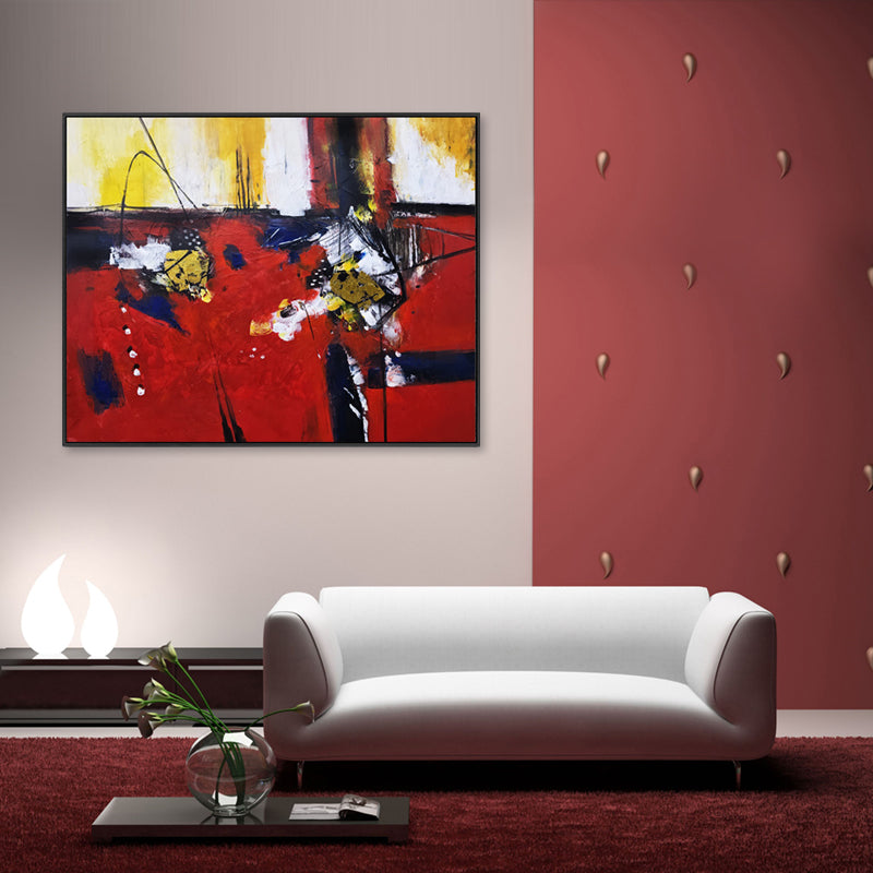 Crimson Energy - Embellished Canvas Art in Black Shadow Frame - 100x120cm - CNL502