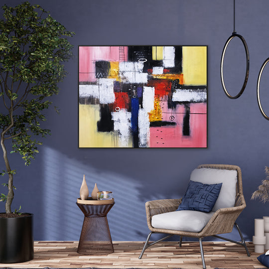 Modern Mosaic - Embellished Canvas Art in Black Shadow Frame - 100x120cm - CNL503