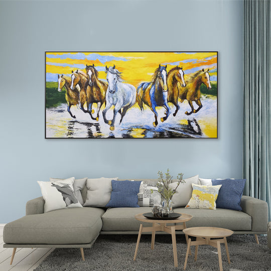 Galloping Freedom - Embellished Canvas Art in Black Shadow Frame - 100x200cm - CNL505