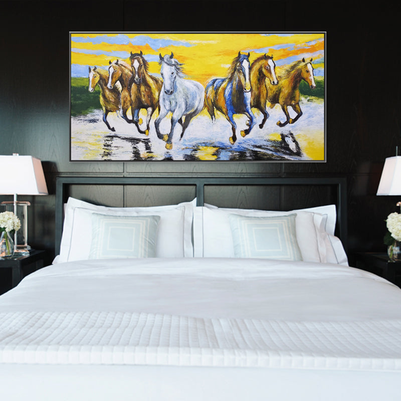 Galloping Freedom - Embellished Canvas Art in Black Shadow Frame - 100x200cm - CNL505