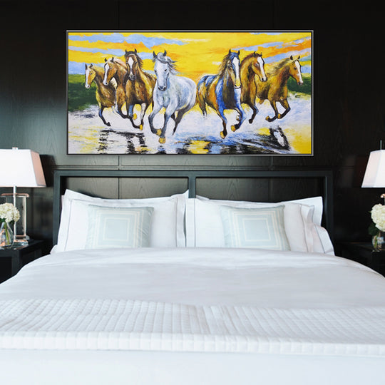 Galloping Freedom - Embellished Canvas Art in Black Shadow Frame - 100x200cm - CNL505