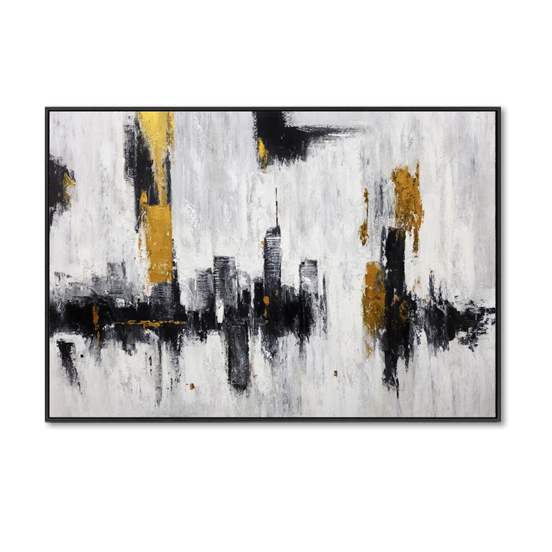 Metropolitan Gold - Embellished Canvas Art in Black Shadow Frame - 100x150cm - CNL506