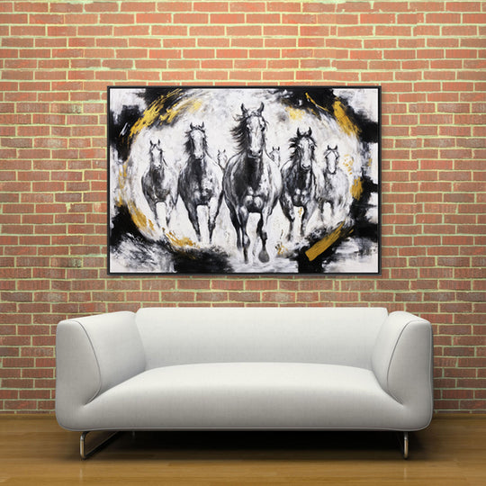 Majestic Gallop - Embellished Canvas Art in Black Shadow Frame - 100x150cm - CNL508
