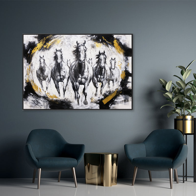 Majestic Gallop - Embellished Canvas Art in Black Shadow Frame - 100x150cm - CNL508