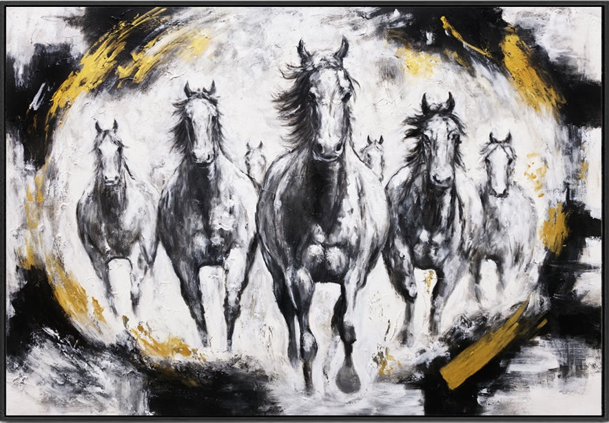 Majestic Gallop - Embellished Canvas Art in Black Shadow Frame - 100x150cm - CNL508