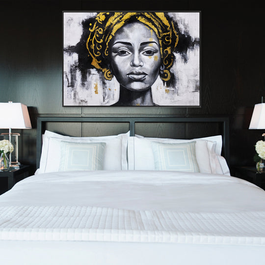 Golden Grace - Embellished Canvas Art in Black Shadow Frame - 100x150cm - CNL509