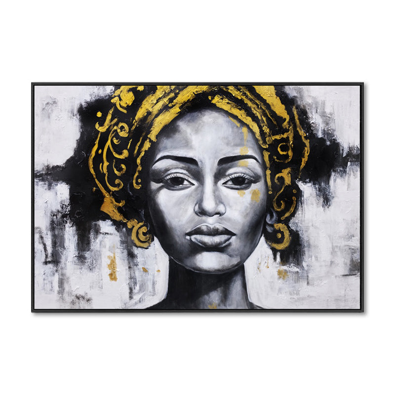 Golden Grace - Embellished Canvas Art in Black Shadow Frame - 100x150cm - CNL509