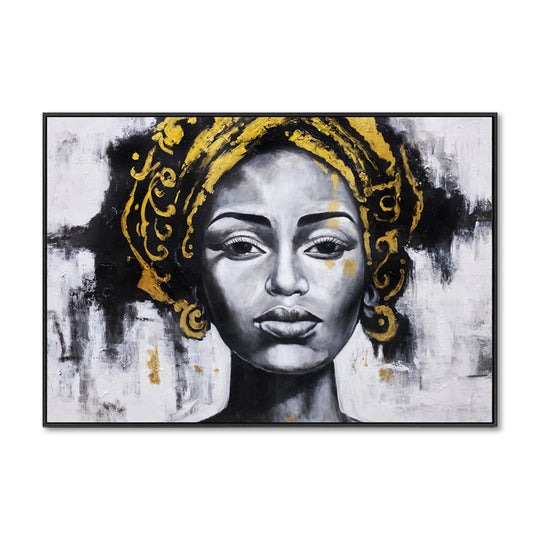 Golden Grace - Embellished Canvas Art in Black Shadow Frame - 100x150cm - CNL509