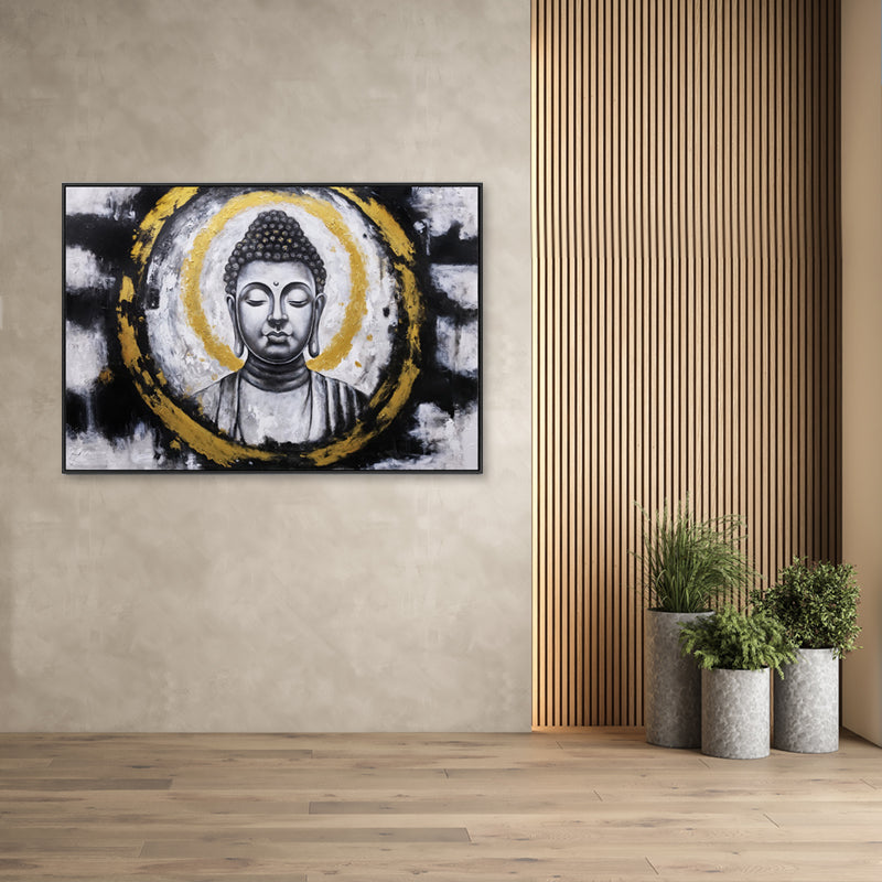 Serenity in Gold - Embellished Canvas Art in Black Shadow Frame - 100x150cm - CNL510