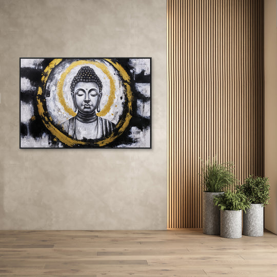 Serenity in Gold - Embellished Canvas Art in Black Shadow Frame - 100x150cm - CNL510