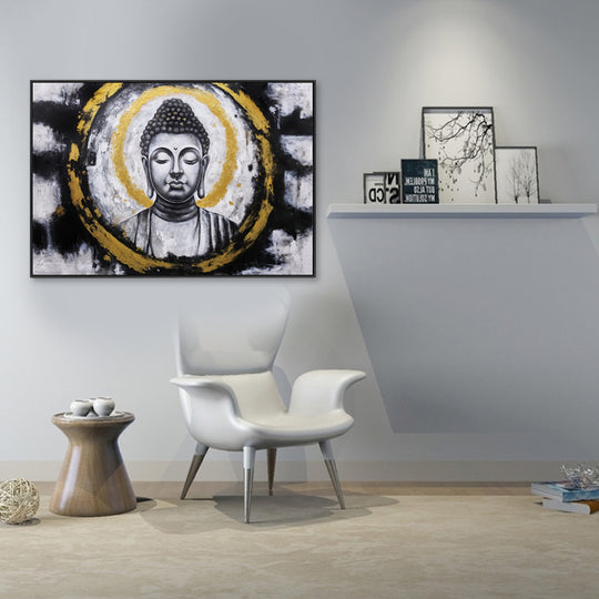 Serenity in Gold - Embellished Canvas Art in Black Shadow Frame - 100x150cm - CNL510