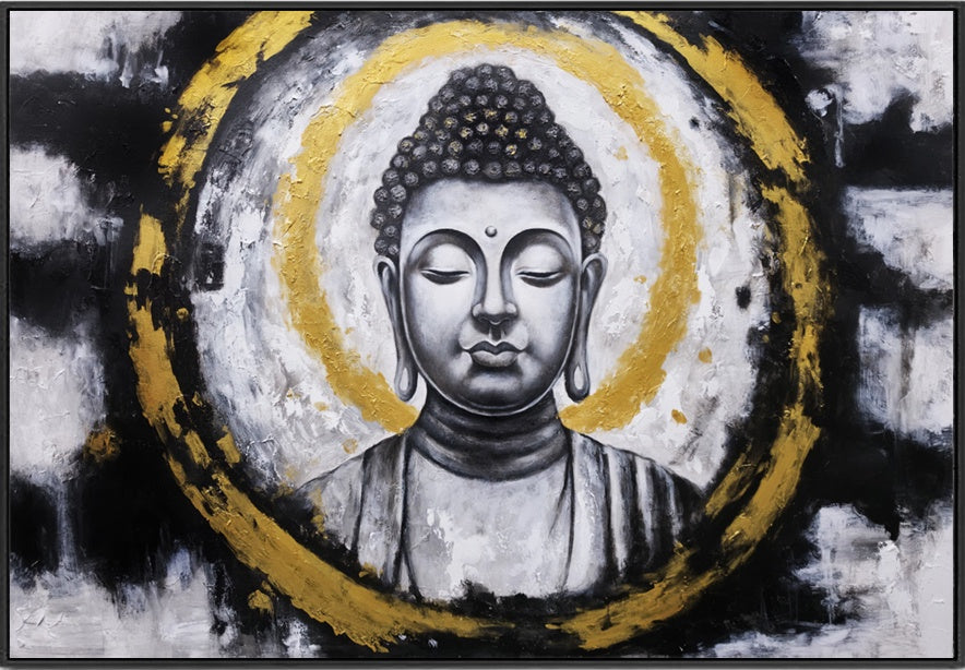 Serenity in Gold - Embellished Canvas Art in Black Shadow Frame - 100x150cm - CNL510