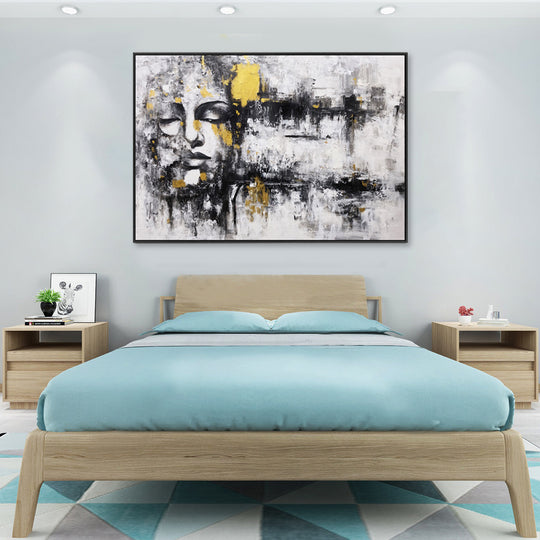 Golden Tranquillity - Embellished Canvas Art in Black Shadow Frame - 100x150cm - CNL511