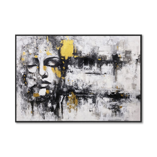 Golden Tranquillity - Embellished Canvas Art in Black Shadow Frame - 100x150cm - CNL511