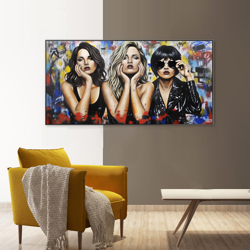 Urban Icons - Embellished Canvas Art in Black Shadow Frame - 100x200cm - CNL512