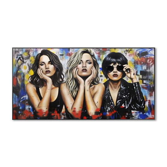 Urban Icons - Embellished Canvas Art in Black Shadow Frame - 100x200cm - CNL512