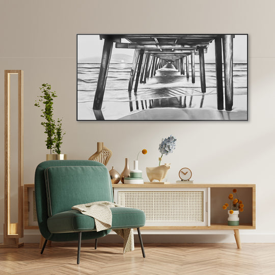 Pier Reflections - Embellished Canvas Art in Black Shadow Frame - 100x200cm - CNL513