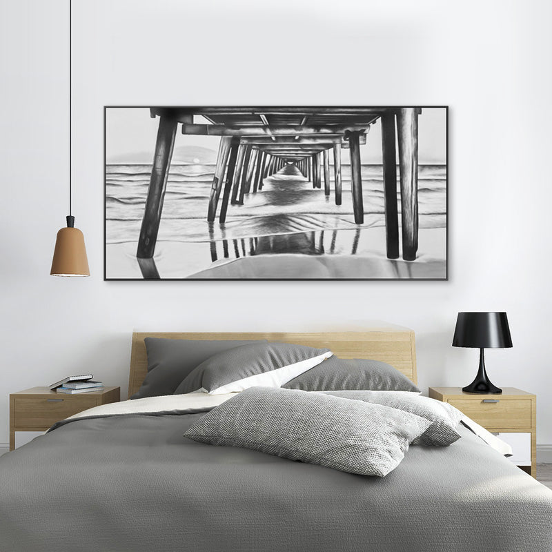 Pier Reflections - Embellished Canvas Art in Black Shadow Frame - 100x200cm - CNL513