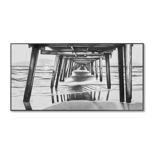 Pier Reflections - Embellished Canvas Art in Black Shadow Frame - 100x200cm - CNL513