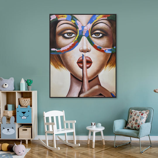 Silent Expression - Embellished Canvas Art in Black Shadow Frame - 100x120cm - CNL515