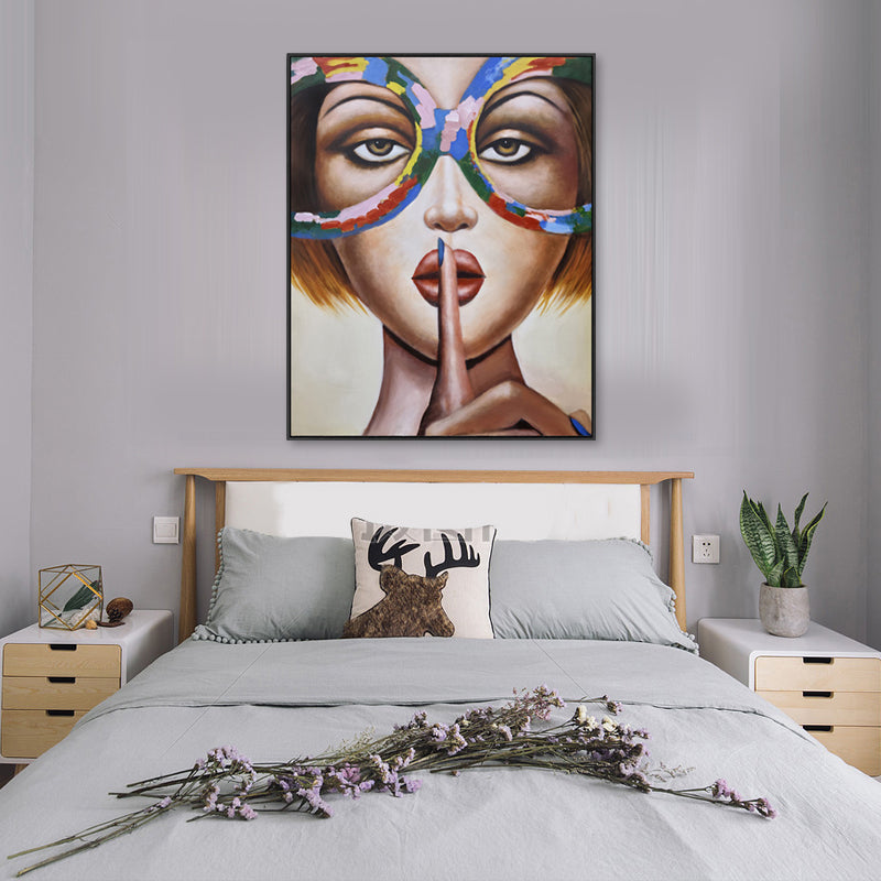 Silent Expression - Embellished Canvas Art in Black Shadow Frame - 100x120cm - CNL515