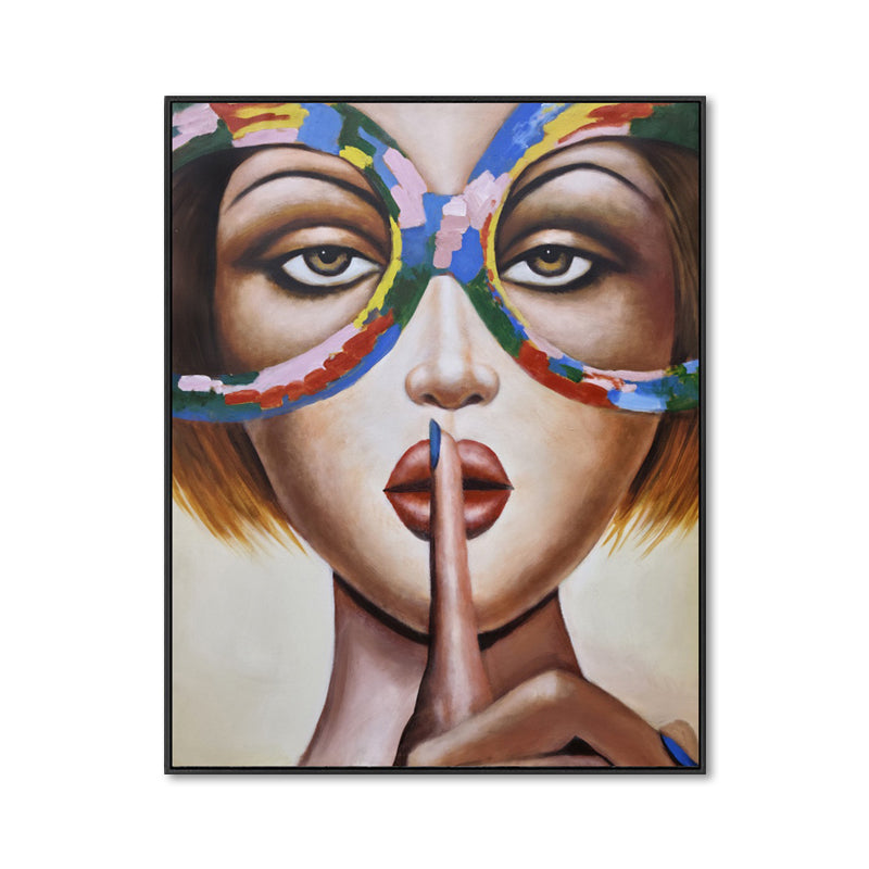Silent Expression - Embellished Canvas Art in Black Shadow Frame - 100x120cm - CNL515