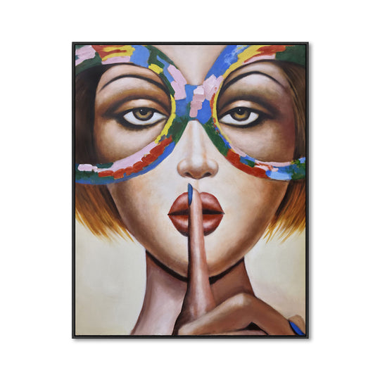 Silent Expression - Embellished Canvas Art in Black Shadow Frame - 100x120cm - CNL515