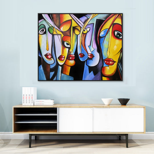 Faces of Expression - Embellished Canvas Art in Black Shadow Frame - 100x120cm - CNL516