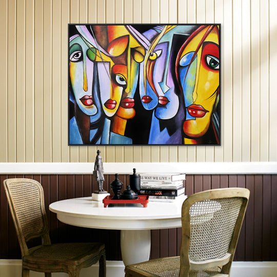 Faces of Expression - Embellished Canvas Art in Black Shadow Frame - 100x120cm - CNL516
