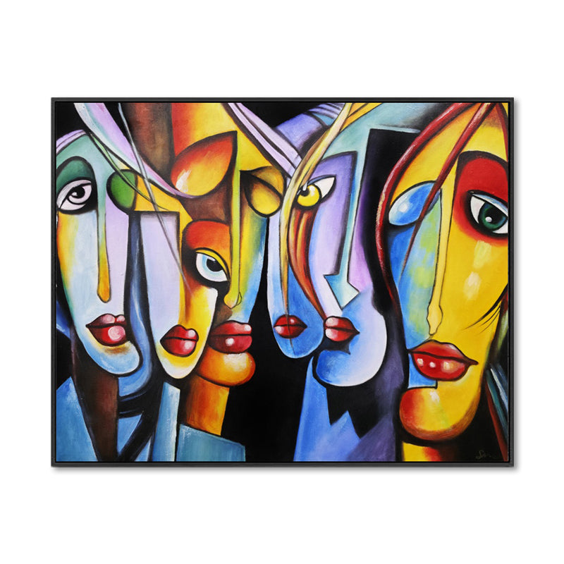 Faces of Expression - Embellished Canvas Art in Black Shadow Frame - 100x120cm - CNL516