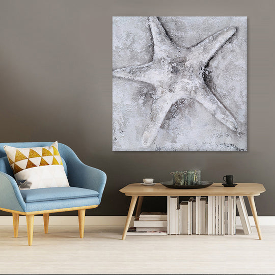 White Starfish - Embellished Mixed Media Art - EA273