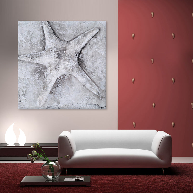White Starfish - Embellished Mixed Media Art - EA273