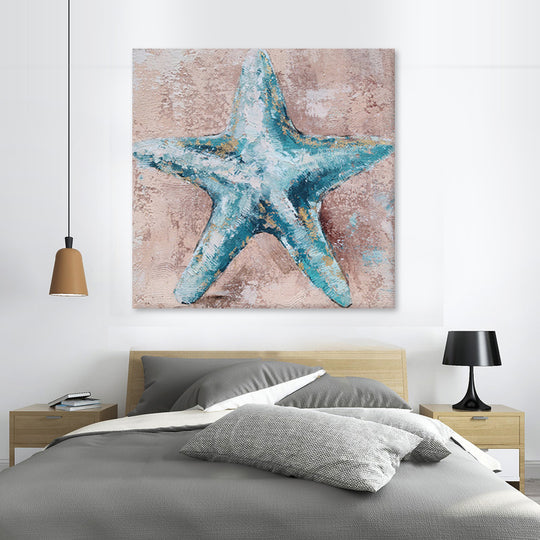 Blue Starfish - Embellished Mixed Media Art - EA274
