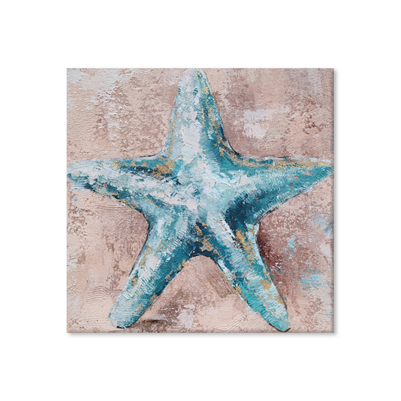 Blue Starfish - Embellished Mixed Media Art - EA274