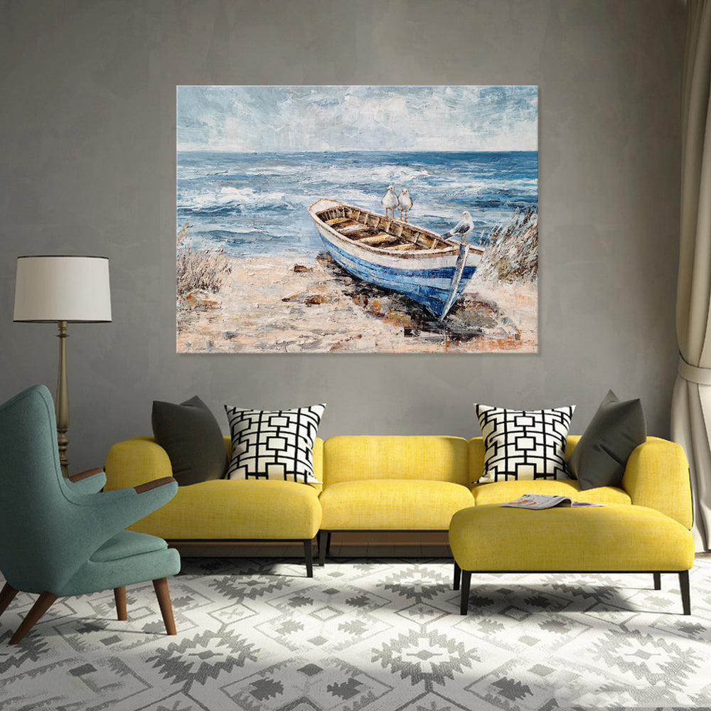 Boat by the Sea - Embellished Mixed Media Art - EA340 - Asst Sizes