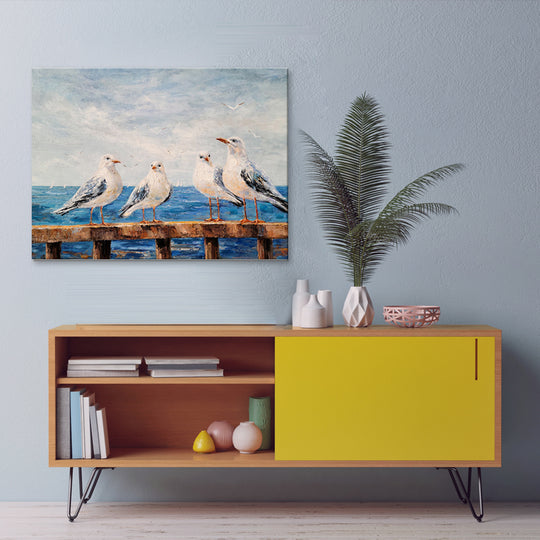 Seagulls - Embellished Mixed Media Art - EA343 - 80x120
