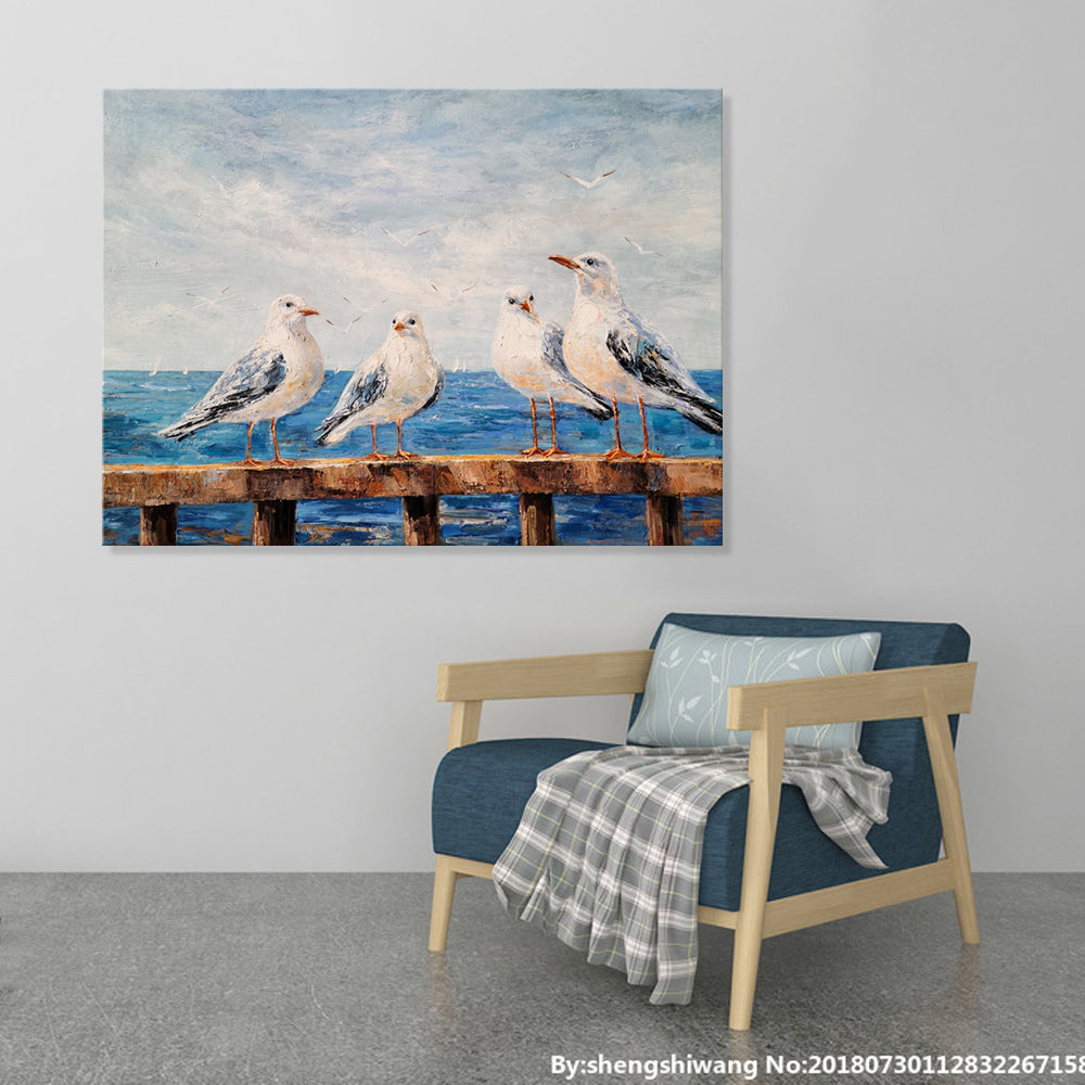 Seagulls - Embellished Mixed Media Art - EA343 - 80x120