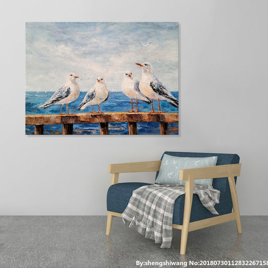 Seagulls - Embellished Mixed Media Art - EA343 - 80x120