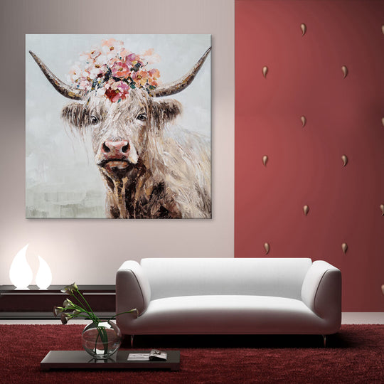 Cow Bouquet - Embellished Mixed Media Art - EA345 - 60x60