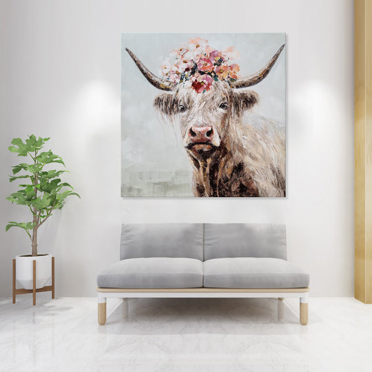 Cow Bouquet - Embellished Mixed Media Art - EA345 - 60x60
