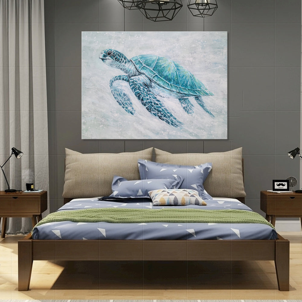 Blue Turtle - Embellished Mixed Media Art - EA357 - 50x70cm - Priceless ART:  Australia's Largest Range of Affordable ART