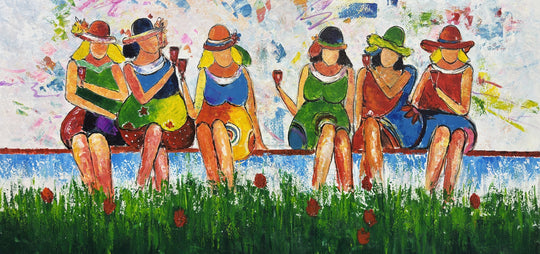 Ladies on the Lawn - Embellished Art - EA384 - 80x170cm