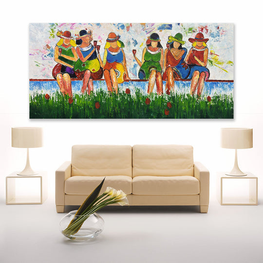 Ladies on the Lawn - Embellished Art - EA384 - 80x170cm