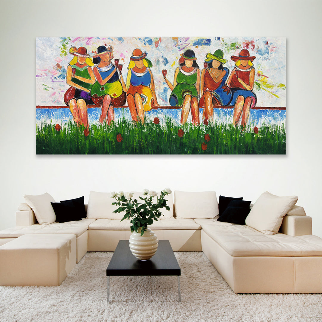 Ladies on the Lawn - Embellished Art - EA384 - 80x170cm