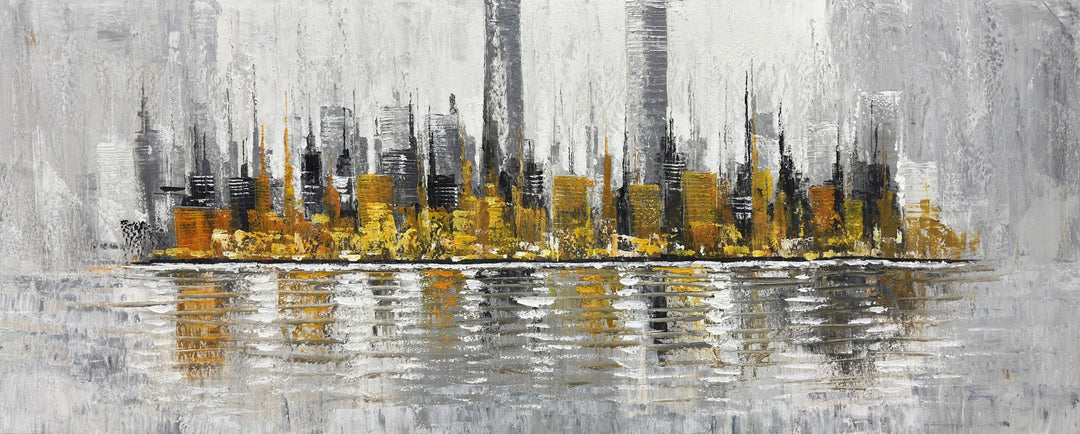 Golden Reflections Cityscape - Embellished Art - EA385 - 80x200cm