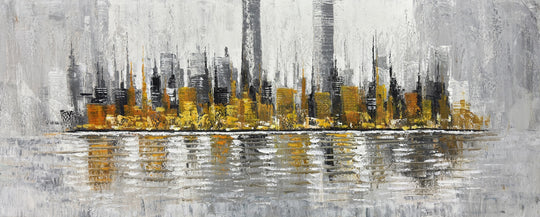 Golden Reflections Cityscape - Embellished Art - EA385 - 80x200cm