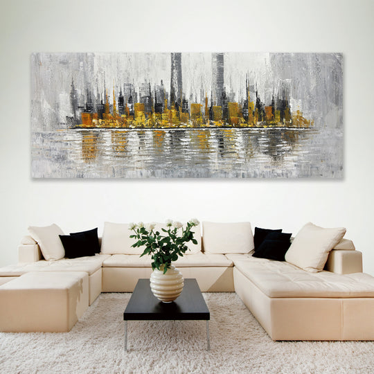 Golden Reflections Cityscape - Embellished Art - EA385 - 80x200cm