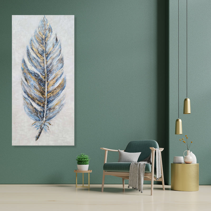 Golden Feather Elegance - Embellished Art - EA448 - 40x80cm